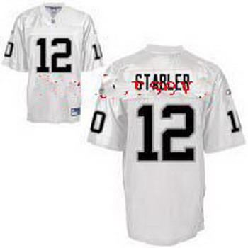 Cheap Mitchell Ness Oakland Raiders 12 Ken STABLER Throwback white Jersey For Sale