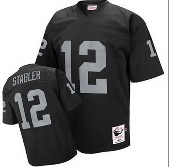 MiMitchell Ness Oakland Raiders 12 Ken STABLER Throwback Team Color Jersey