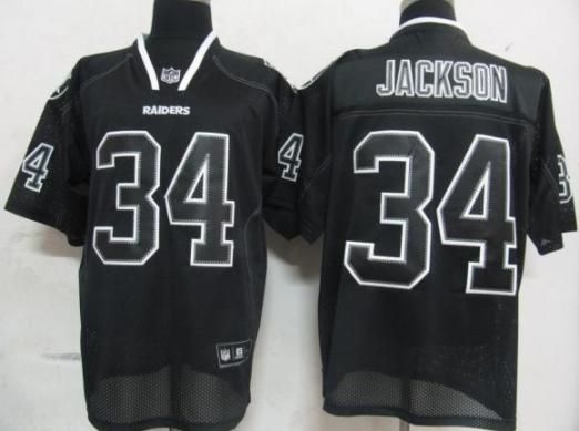 Okaland Raiders 34 Bo Jackson Lights Out Black Jersey