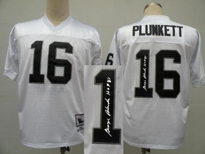 Cheap Oakland Raiders 16 Jim Plunkett White Throwback M&N Signed NFL Jerseys For Sale