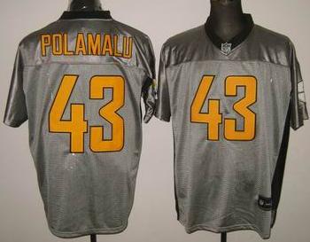 Cheap Pittsburgh Steelers 43 Troy Polamalu Gray Shadow Jerseys For Sale