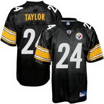 Pittsburgh Steelers 24 TAYLOR black WHITE NUMBER Jerseys