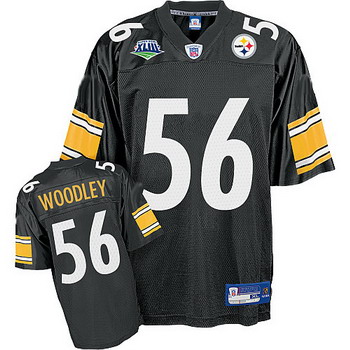 Cheap Pittsburgh Steelers 56 LaMarr Woodley Super Bowl XLIII Black Jerseys For Sale