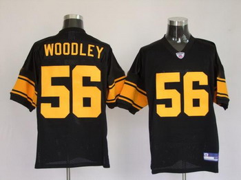 Pittsburgh Steelers 56 Lamarr Woodley black Jerseys Yellow Number