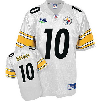 Pittsburgh Steelers 10 Santonio Holmes Super Bowl XLIII White Jerseys