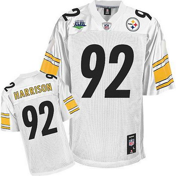 Cheap Jerseys Pittsburgh Steelers 92 James Harrison Super Bowl XLIII White Jerseys For Sale