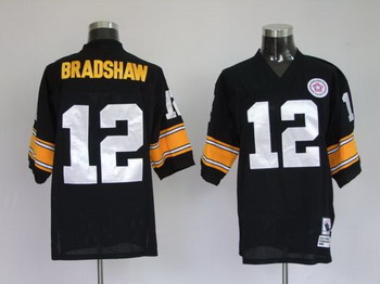 Cheap jerseys Pittsburgh Steelers 12 BRADSHAW black throwback jerseys For Sale