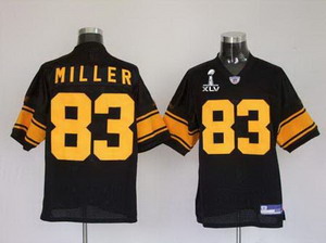 Cheap Steelers 83 miller black jerseys(yellow number)Super Bowl XLV Jerseys For Sale