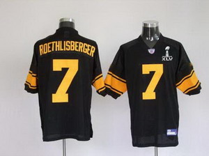 Cheap Steelers 7 B.Roethlisberger Black Yellow Number Super Bowl XLV Jerseys For Sale
