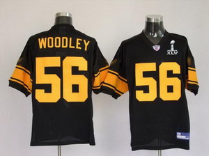 Cheap Steelers 56 Lamarr Woodley black Jerseys Yellow Number Super Bowl XLV Jerseys For Sale