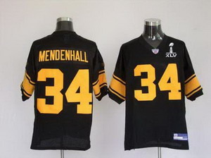 Cheap Steelers 34 Rashard Mendenhall black yellow number Super Bowl XLV Jerseys For Sale