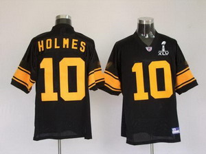 Cheap Steelers 10 Santonio Holmes Black (Yellow Number)Super Bowl XLV Jerseys For Sale