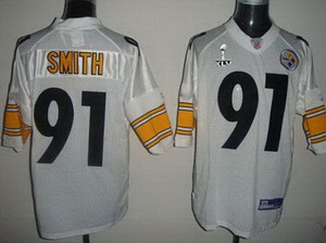 Cheap Pittsburgh Steelers 91 Smith white Super Bowl XLV Jerseys For Sale