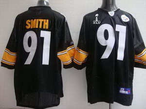 Cheap Pittsburgh Steelers 91 Smith black Super Bowl XLV Jerseys For Sale