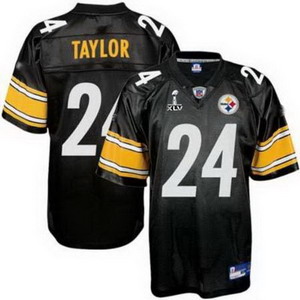 Cheap Pittsburgh Steelers 24 TAYLOR black WHITE NUMBER Super Bowl XLV Jerseys For Sale