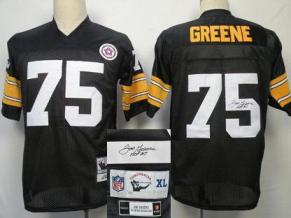 Cheap Pittsburgh Steelers 75 Joe Greene Black Throwback M&N Signed NFL Jerseys For Sale