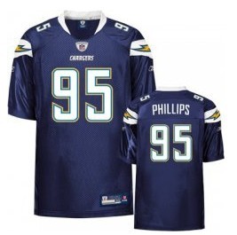 San Diego Chargers 95 Shaun Phillips Navy Blue Jersey