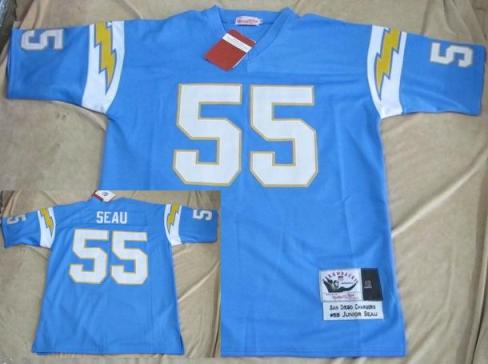 Cheap San Diego Chargers 55 Junior Seau Light Blue Throwback Jersey For Sale