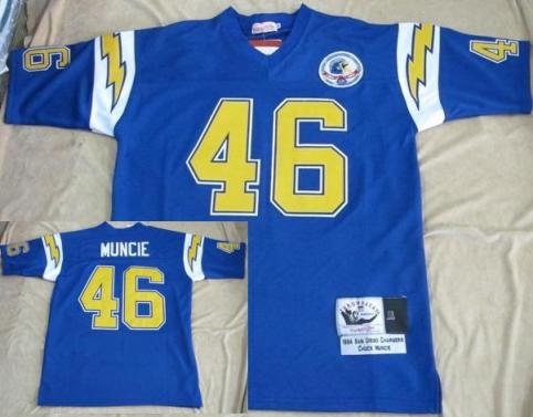 Cheap San Diego Chargers 46 Chuck Muncie Blue Throwback Jersey For Sale