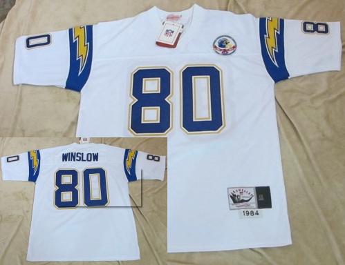 San Diego Chargers 80 Winslow Throwback White Jersey