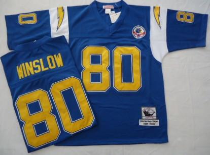 Cheap San Diego Chargers 80 Winslow Throwback Blue Jersey For Sale