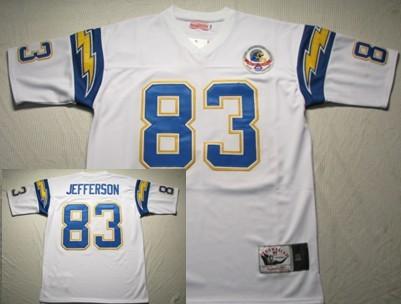 San Diego Chargers 83 Jefferson White Throwback Jerseys