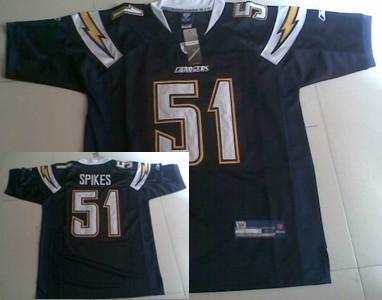Cheap San Diego Chargers 51 Takeo Spikes Navy Blue Jersey For Sale