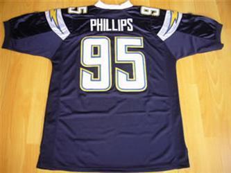 Cheap San Diego Chargers 95 Phillips Navy Blue Jersey For Sale