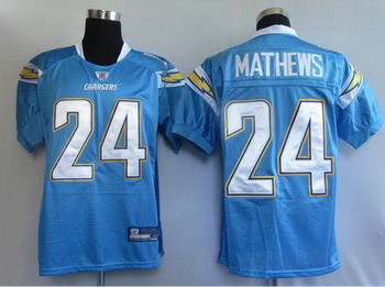 San Diego Chargers 24 Ryan Mathews Light Blue Jerseys