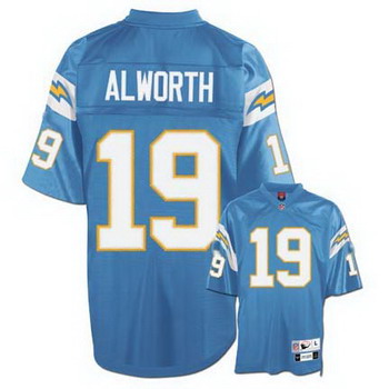 Cheap Lance Alworth 1965 San Diego Chargers 19 Throwback Jersey (Light Blue) For Sale