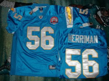 Cheap San Diego CHARGERS 56 SHAWNE MERRIMAN Jersey BABY BLUE LARGE 50th For Sale