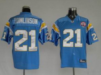 Cheap San Diego Chargers 21 L.Tomlinson light blue jerseys For Sale