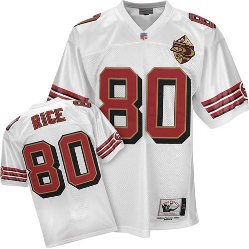 Cheap San Francisco 49er 80 Jerry Rice White Throwback Jersey For Sale