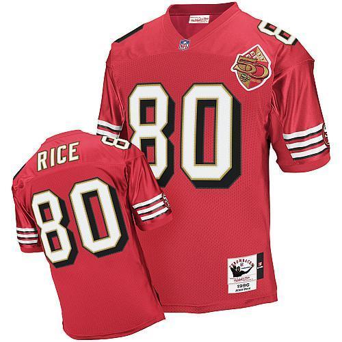 Cheap San Francisco 49er 80 Jerry Rice Red Throwback Jersey For Sale