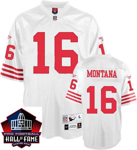 Cheap San Francisco 49ers 16 Joe Montana White Hall Of Fame Class Jersey For Sale