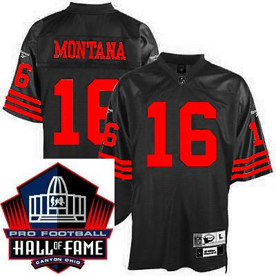 Cheap San Francisco 49ers 16 Joe Montana Black Hall Of Fame Class Jersey For Sale