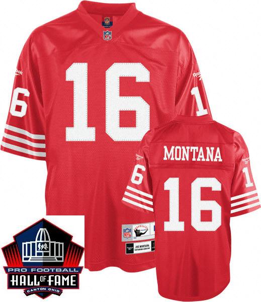 Cheap San Francisco 49ers 16 Joe Montana Red Hall Of Fame Class Jersey For Sale