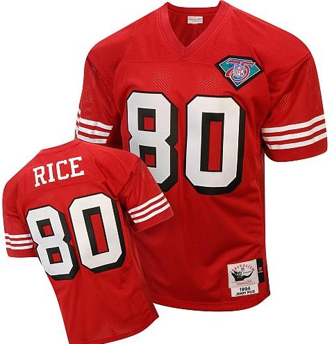 Cheap San Francisco 49ers 80 Jerry Rice Red 75th Jersey For Sale