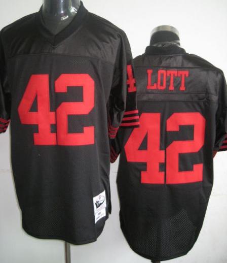 Cheap San Francisco 49ers 42 Ronnie Lott Black Throwbacks M&N For Sale