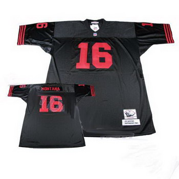 Cheap Mitchell and Ness San Francisco 49ers Joe Montana 16 Black Jersey For Sale