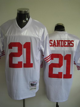 San Francisco 49ers 21 Deion sanders white Jerseys throwback