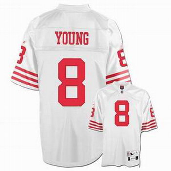 Cheap Steve Young 1990 San Francisco 49ers 8 Throwback Football Jersey White For Sale