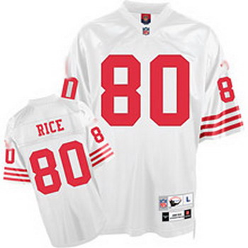 Cheap San Francisco 49ers 80 J.Rice White Throwback Jersey For Sale