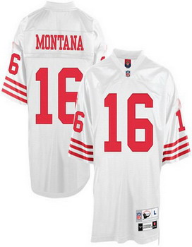 San Francisco 49ers 16 Joe Montana white Throwback