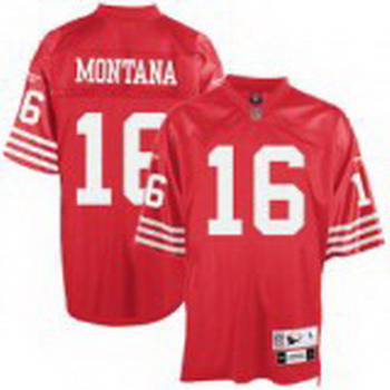 San Francisco 49ers 16 Joe Montana Red Throwback