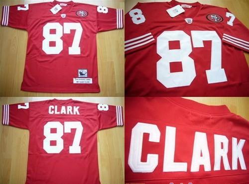 San Francisco 49ers 87 Dwight Clark Mitchell & Ness Throwback Red Jerseys
