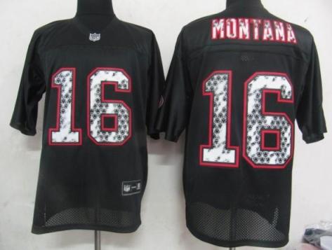 Cheap San Francisco 49ers 16 Joe Montana Black United Sideline Jerseys For Sale