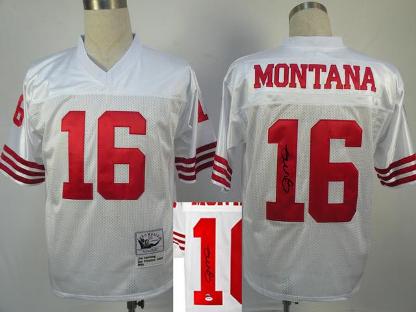 Cheap San Francisco 49ers 16 Joe Montana White Throwback M&N Signed NFL Jerseys For Sale