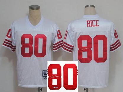 Cheap San Francisco 49ers 80 Jerry Rice White Throwback M&N Signed NFL Jerseys For Sale