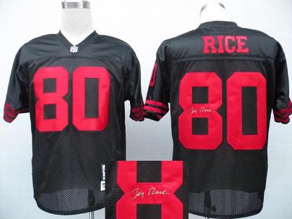Cheap San Francisco 49ers 80 Jerry Rice Black Throwback M&N Signed NFL Jerseys For Sale